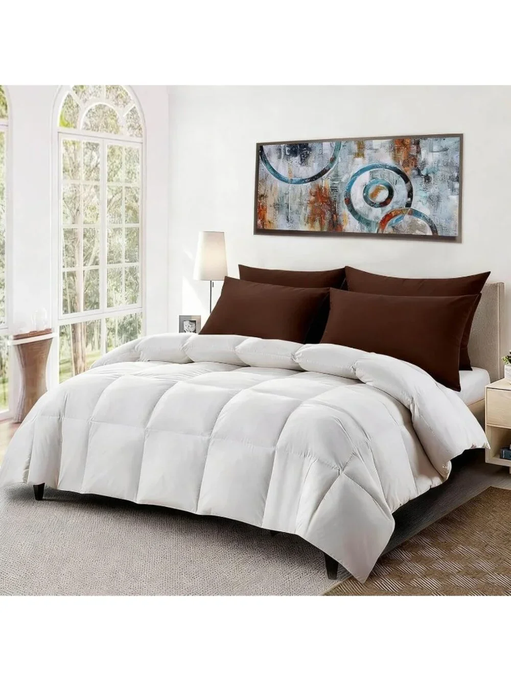 〽️Flat Thin Bed Pillows Standard Size Set of 2 Soft Down Alternative Coffee